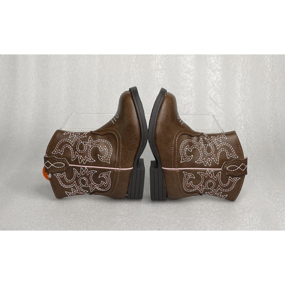 Wonder Nation Brown Zip up Square Toe Cowboy Cowgirl Boots Toddler Girls Size 5 - Picture 14 of 16